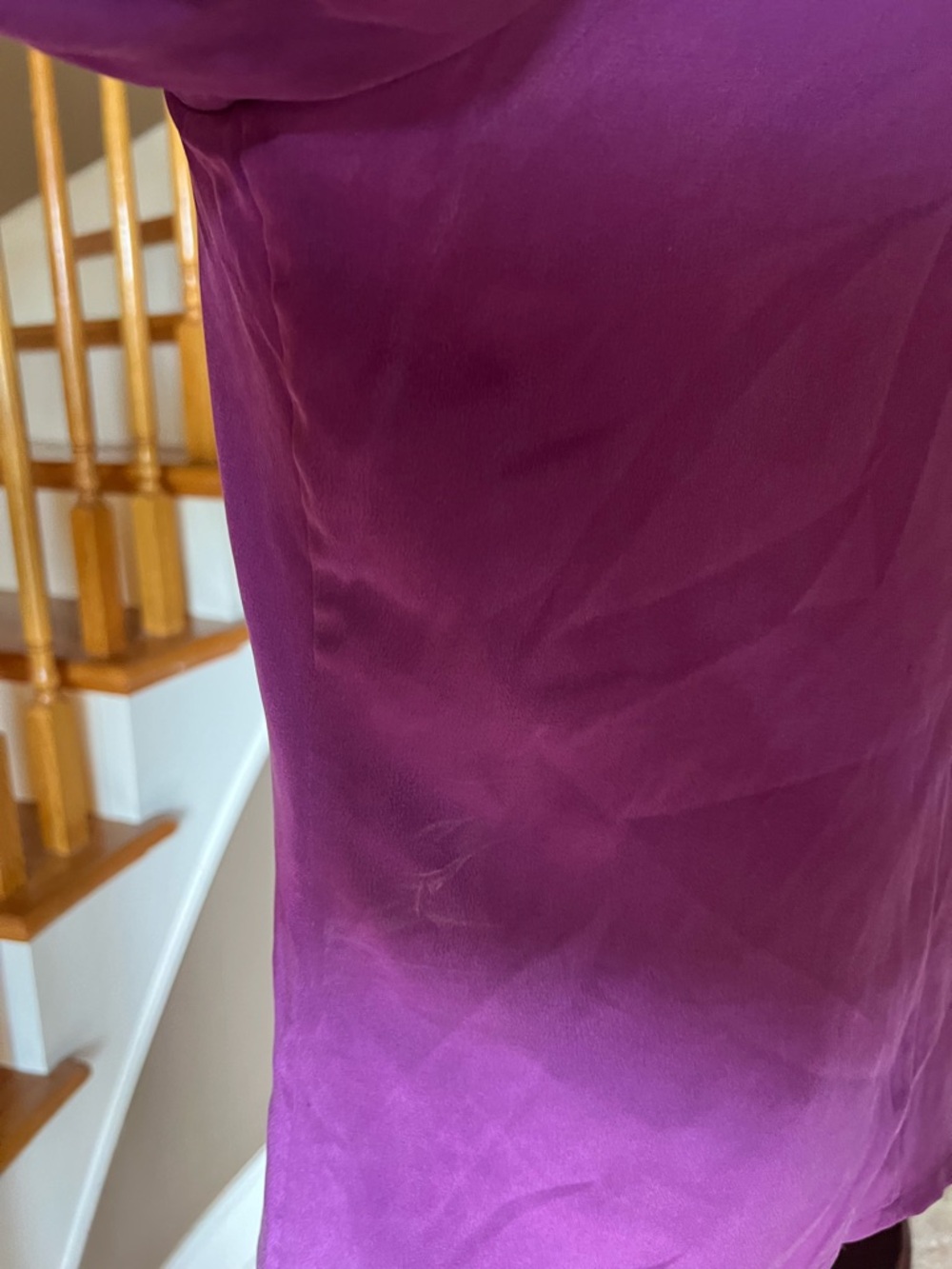Leith Silk Purple Peter Pan Collar Pleated Blouse Office Quiet Luxury Size M - Picture 5 of 8